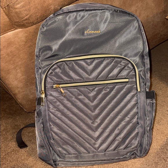 Lovevook Charcoal Gray V Laptop Backpack with Gold Accents - Picture 1 of 8